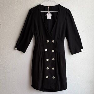 NWT Free People Endless Summer MADELINE Mini Dress Sz M Color Black %100 Cotton